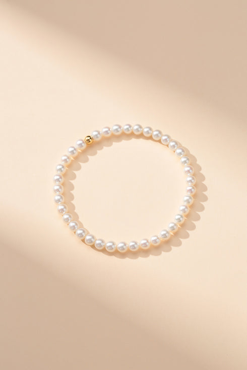4-5mm Freshwater Pearl Bracelet 18K Gold Ball - House Of Pearls